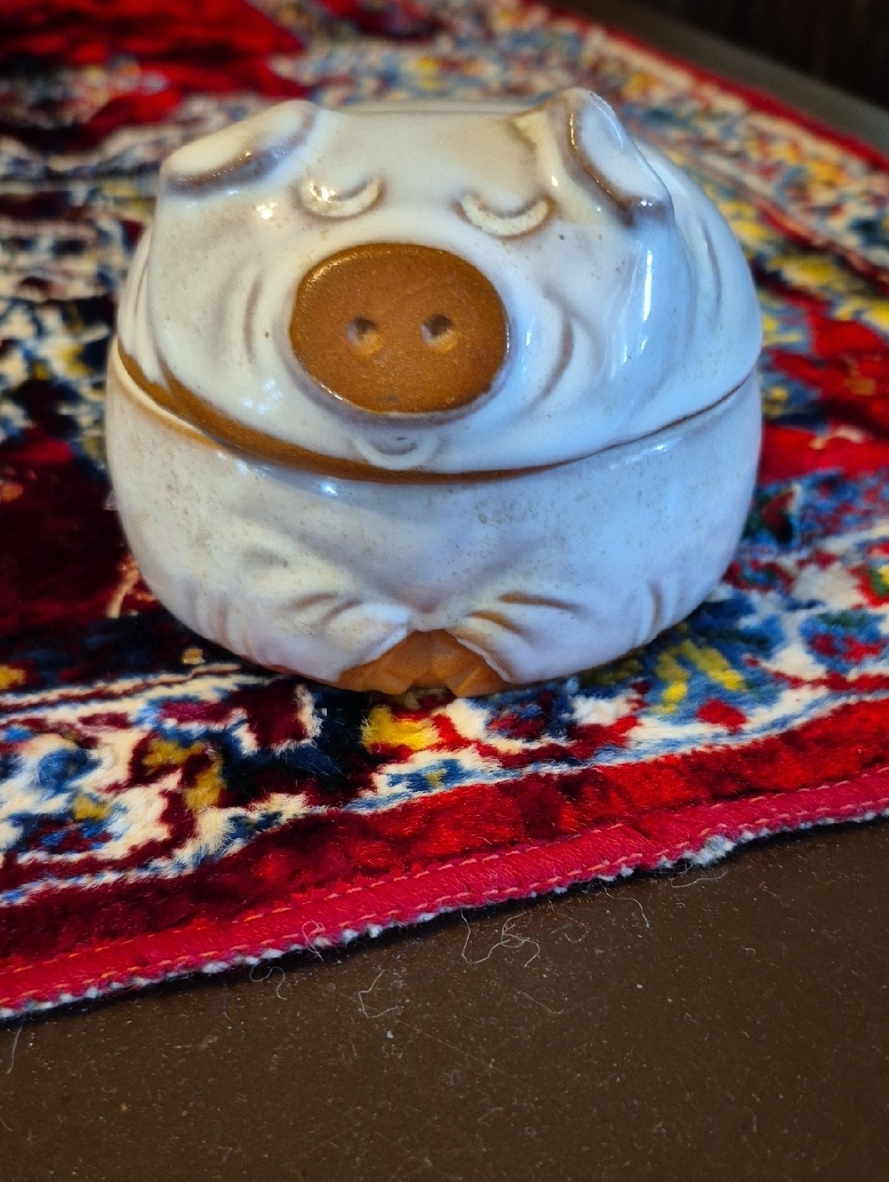Takahashi San Francisco Ceramic Pig Covered Small  Dish.sugar Bowl/Trinket Box